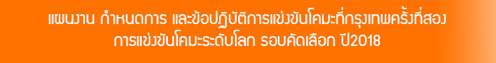 แผนงาน กำหนดการ และข้อปฏิบัติการแข่งขันโคมะที่กรุงเทพครั้งที่หนึ่ง การแข่งขันโคมะระดับโลก รอบคัดเลือก ปี 2015